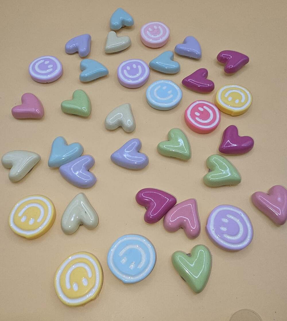 Acrylic Magnet Lot Smiley Faces Hearts Pastel